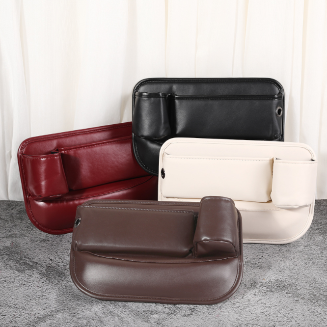 FN-CSO2 PU Leather Car Seat Organizer - Waterproof Gap Filler Storage Box with Cup Holder | FN Brand